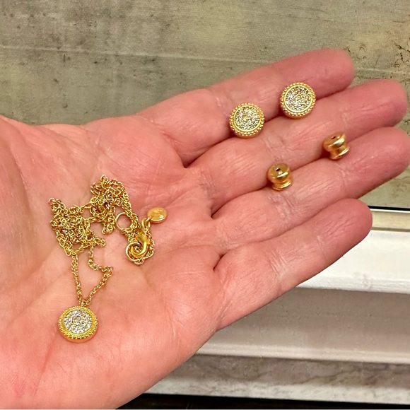 NWT RARE Authentic Luxury Minimalist Julie Vos pavé CZ Earring And Necklace Set - Picture 11 of 17